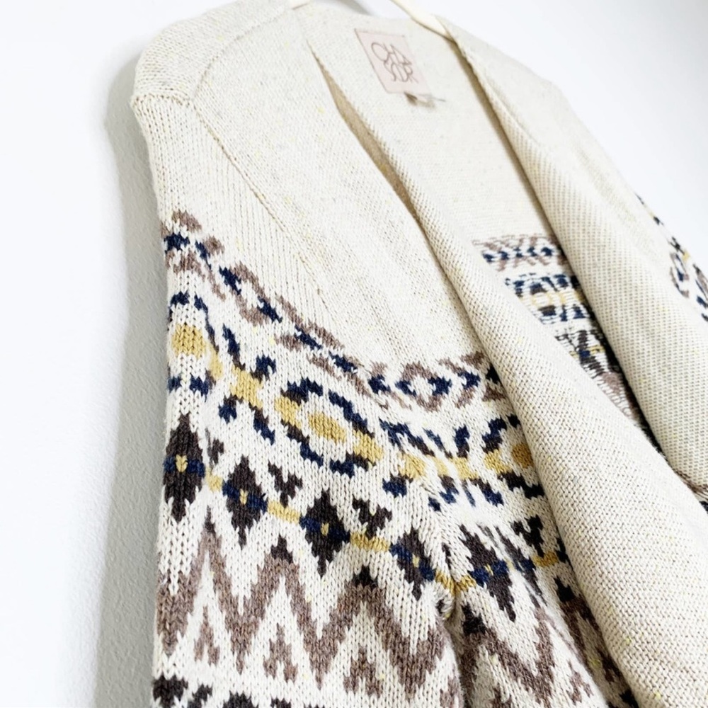 CHASER BOHO TRIBAL PRINT OPEN FRONT DRAPED SOUTHWEST CARDIGAN **NWT** - Picture 4 of 12